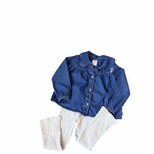 Levi’s Chambray Top + Ribbed Flare Pants Set 3T Cute Trendy Outfit